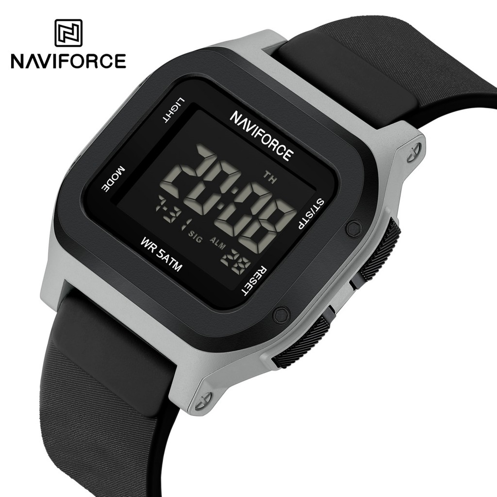 NAVIFORCE 7137 แฟชั่นนาฬิกานักเรียนใหม่ผู้ชายกลางแจ้งอิเล็กทรอนิกส์ Shock นาฬิกาดิจิตอล Sport Man นาฬิกาข้อมือ