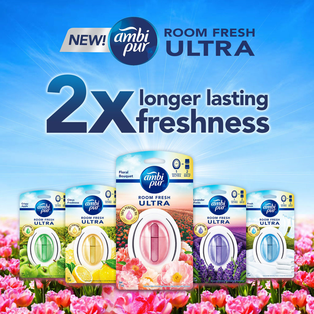 AMBI PUR Air Freshener Gel ห้องน้ํา Fresh Room Fresh Ultra 6ML Mild Lavender Zesty Lemon Citrus