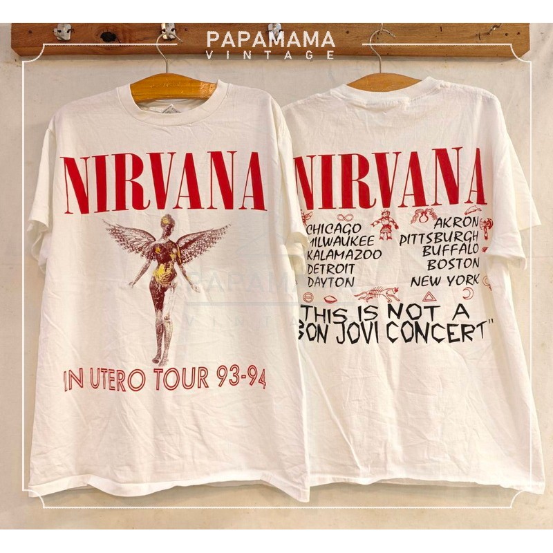 [ NIRVANA ] IN UTERO TOUR 93-94 เสื้อวินเทจ เสื้อทัวร์ วงร๊อค papamama vintage shirt