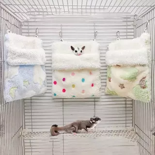 BIANPA เปลญวนหนูแฮมสเตอร์, อบอุ่นสบายชูการ์เครื่องร่อนถุงนอน, Soft Plush Star รูปแบบหนูถุงนอนสัตว์เลี้ยง Swing กระเป๋า