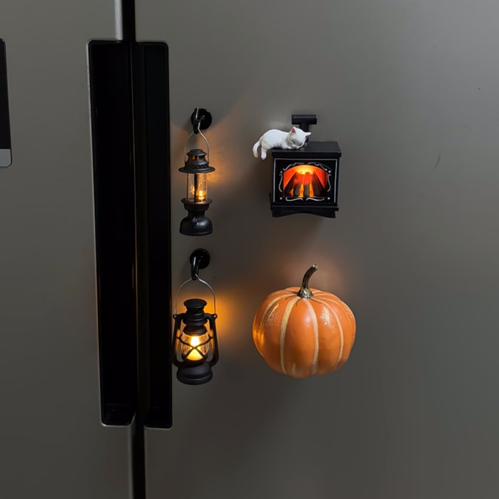 บรรยากาศคริสต์มาสจําลองฟักทองตู้เย็นสติกเกอร์ 3d สเตอริโอแม่เหล็กตกแต่งตู้เย็นสติกเกอร์ Night Light 