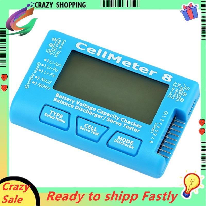 RC CellMeter-8 2-8S แบตเตอรี่ความจุเครื่องทดสอบแรงดันไฟฟ้าสําหรับ LiPo Life Li-Ion NiMH Nicd เซลล์เม