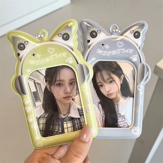 รักหูฟังหูแมวพีวีซีผู้ถือบัตร10เซนติเมตรโพลารอยด์ไอดอลโฟโต้การ์ดวิทยาเขตดาวไล่การจัดเก็บแสดงกระเป๋าจี้