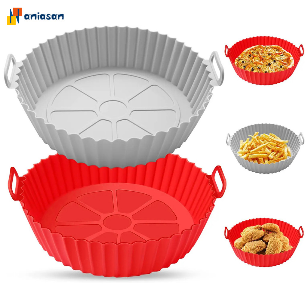 (aniasan) Air Fryer เสื่อทําอาหารซิลิโคน Air Fryer Mat ซิลิโคน Air Fryer Liners สําหรับ 3-5 Qt นํากล