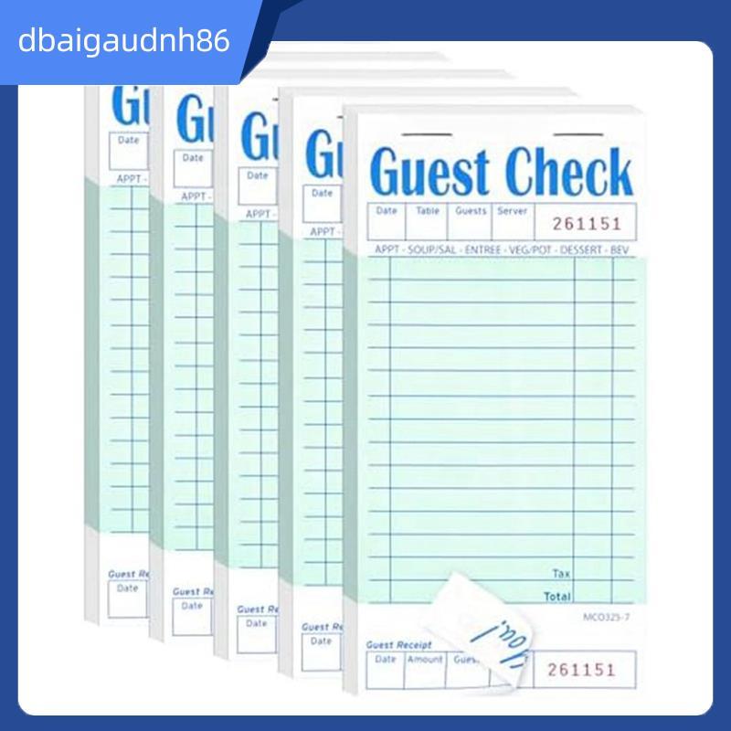 READY STOCK5 Pack Guest Check Books Server Note Pads สําหรับร้านอาหารร้านอาหาร Order Pad 50 แผ่น/แพ็