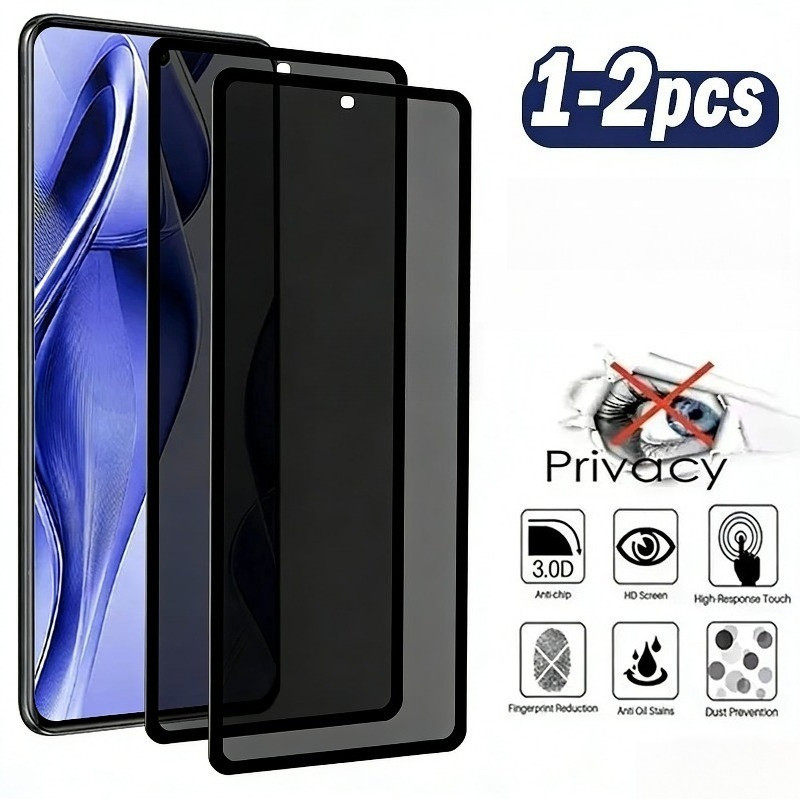 1-2 ชิ้นกระจกนิรภัยป้องกันหน้าจอสําหรับ Lava Z71 Z6 Z4 ความเป็นส่วนตัวขอบสีดําป้องกันสําหรับ Lava Z3