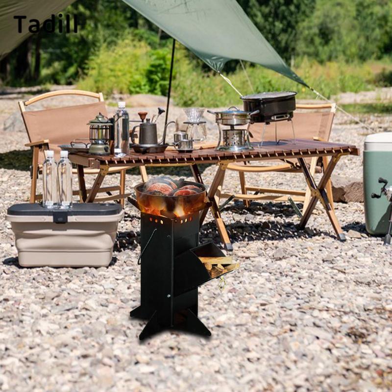 Tadill Camping Burner พับได้และประกอบเร็ว มีระบบหมุนเวียนอากาศ สำหรับการปิกนิกและการผจญภัยกลางแจ้ง — صورة 4