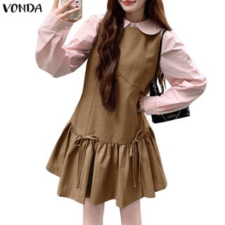 ชุดเดรสแขนยาวสไตล์พรีเพลียส พีเตอร์แพน แบบหนึบปิดอกมีโบว์ สำ…