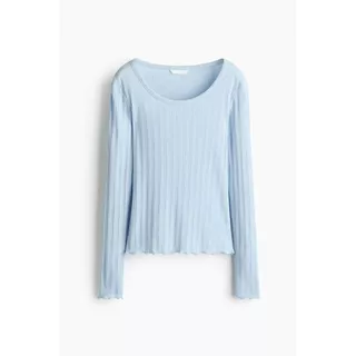 H&M(เอชแอนด์เอ็ม) เสื้อท็อปผ้าจุดพอยท์เทลล์ Women Pointelle jersey top 1324031_1
