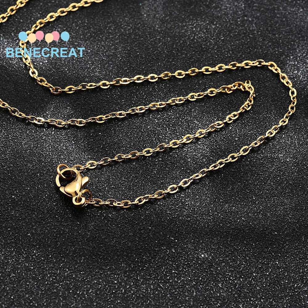 โซ่สร้อยคอนิกเกลียวสแตนเลส IP Gold ขนาด 17.7 นิ้ว (45 ซม.), เส้นผ่าศูนย์กลาง 1.5 มม., จากสแตนเลสสตีล