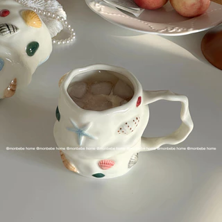 เลี้ยงปลาค่ะ~ แก้วนม แก้วกาแฟ ใช้ไมโครเวฟได้ เปลือกหอย🐚 พร้อมส่ง