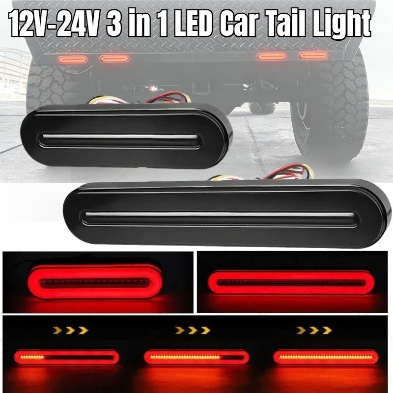 12 V-24 V 3 in 1 LED ไฟท้ายรถยนต์กันน้ําเบรคหยุดไฟเลี้ยวแฟลชโคมไฟสําหรับรถยนต์รถบรรทุกรถพ่วง ATV