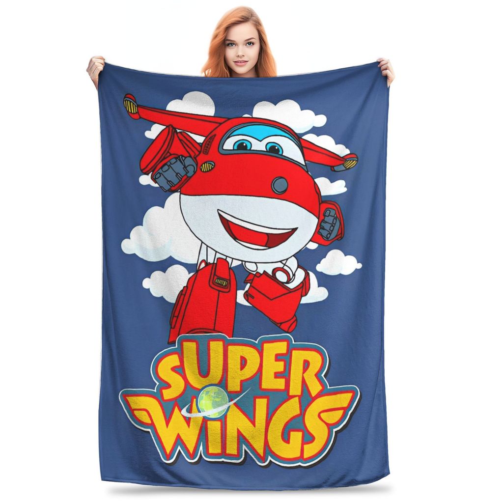 Super Wings การ์ตูน Plush ผ้าห่มเด็กผู้หญิง Flannel โยนผ้าห่มสําหรับห้องนั่งเล่น Soft Warm Custom DIY คุณภาพผ้าคลุมเตียง