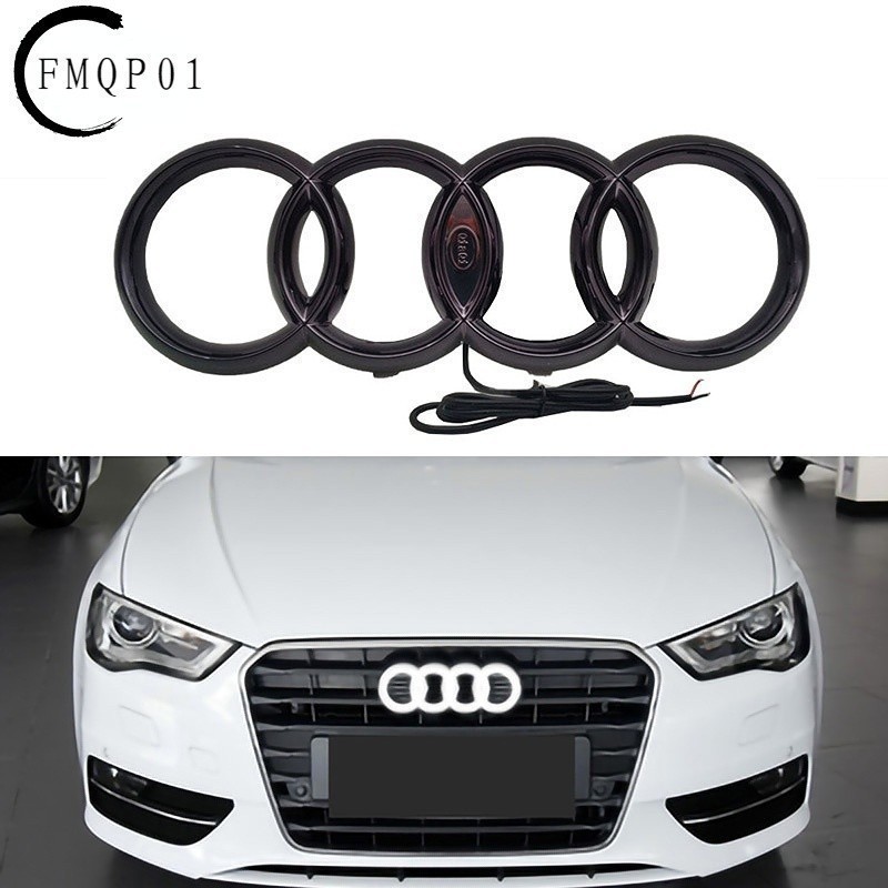 1x สําหรับ Audi โลโก้สําหรับ Audi LED Insignia Light 4 แหวนสติกเกอร์ด้านหน้าด้านหลังสําหรับ Audi A6 
