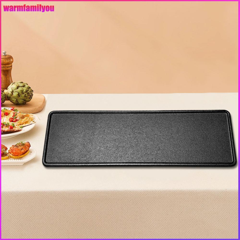 จัดส่งที่รวดเร็ว 15.1 X 4.7 นิ้วเหล็กหล่อ Griddle Pan สี่เหลี่ยมผืนผ้า Griddle Induction Compatible