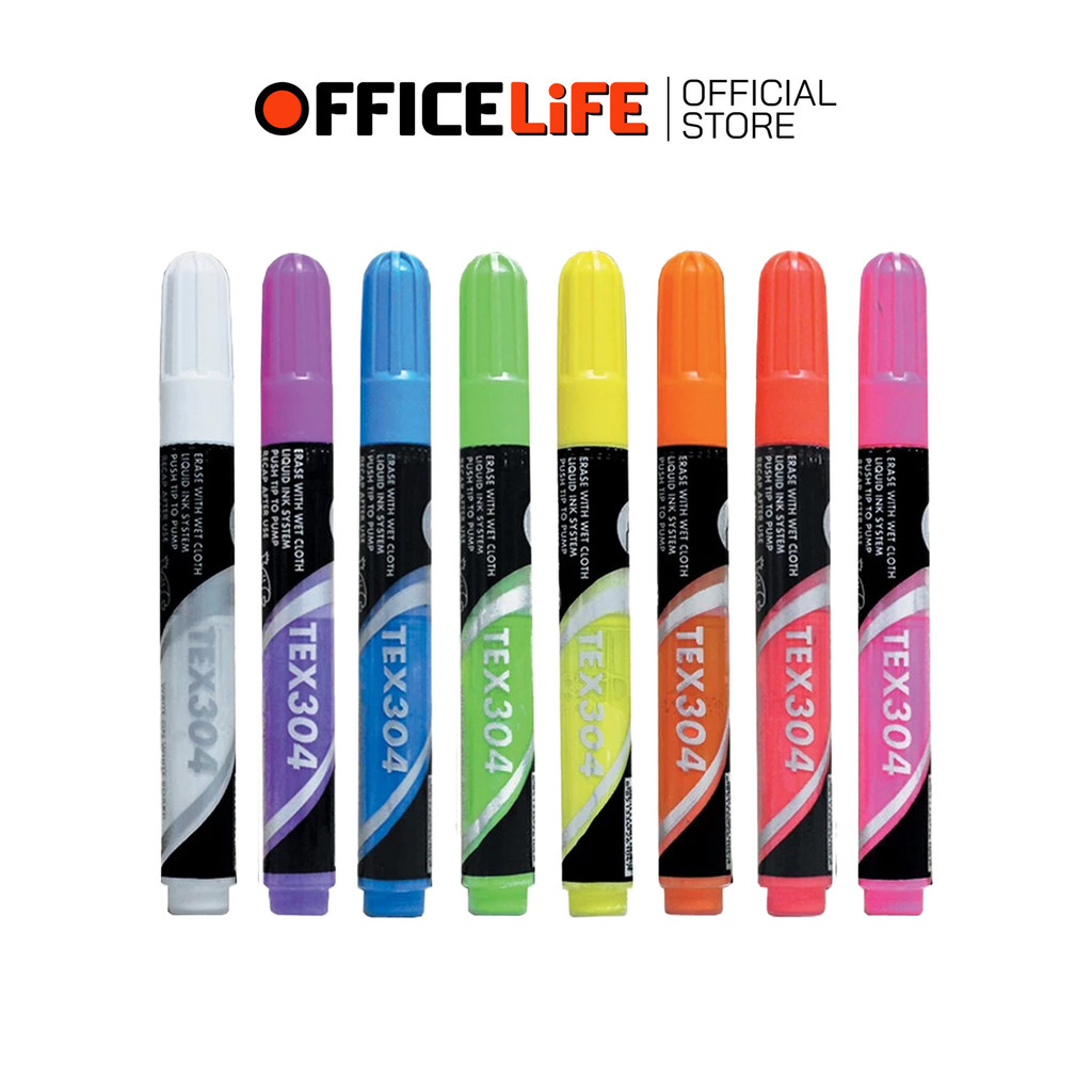 TEX (เท็กซ์) Chalk Board ปากกาเขียนกระจก ชอล์กบอร์ด รุ่น 304 เขียนลื่น สีชัด ลบออกง่าย ( 1 ด้าม )