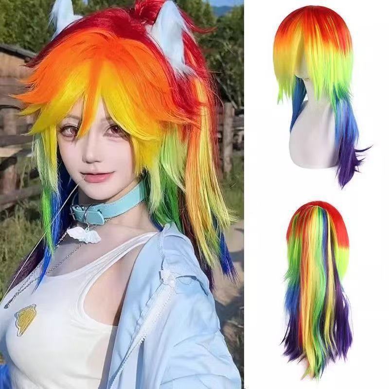 Little Pony คอสเพลย์ ผมปลอมและหางหมาป่า Rainbow สำหรับผู้ใหญ่, เหมาะสำหรับการถ่ายรูป