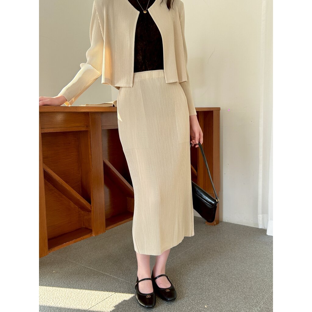 SALE20%!! ยาว 33นิ้ว! 2MUAY รุ่น GJO1328 กระโปรงพลีทคุณภาพ THICK STRAIGHT PLEATED SKIRT 12 สี FREE SIZE