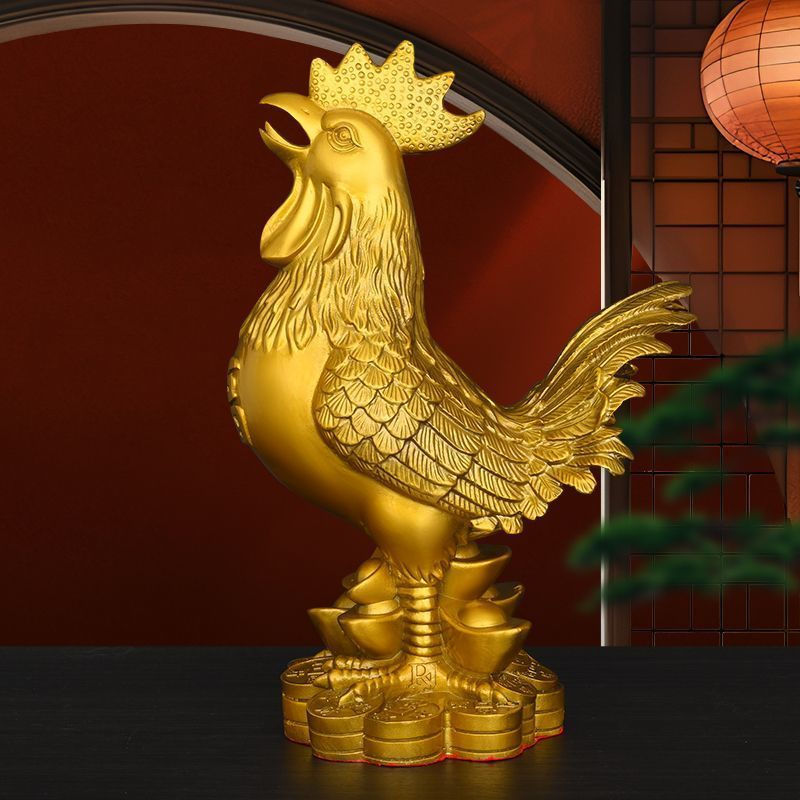New Product#Pure Copper Rooster Ornament Lucky Rooster Golden Rooster Zodiac Rooster Large Home Livi