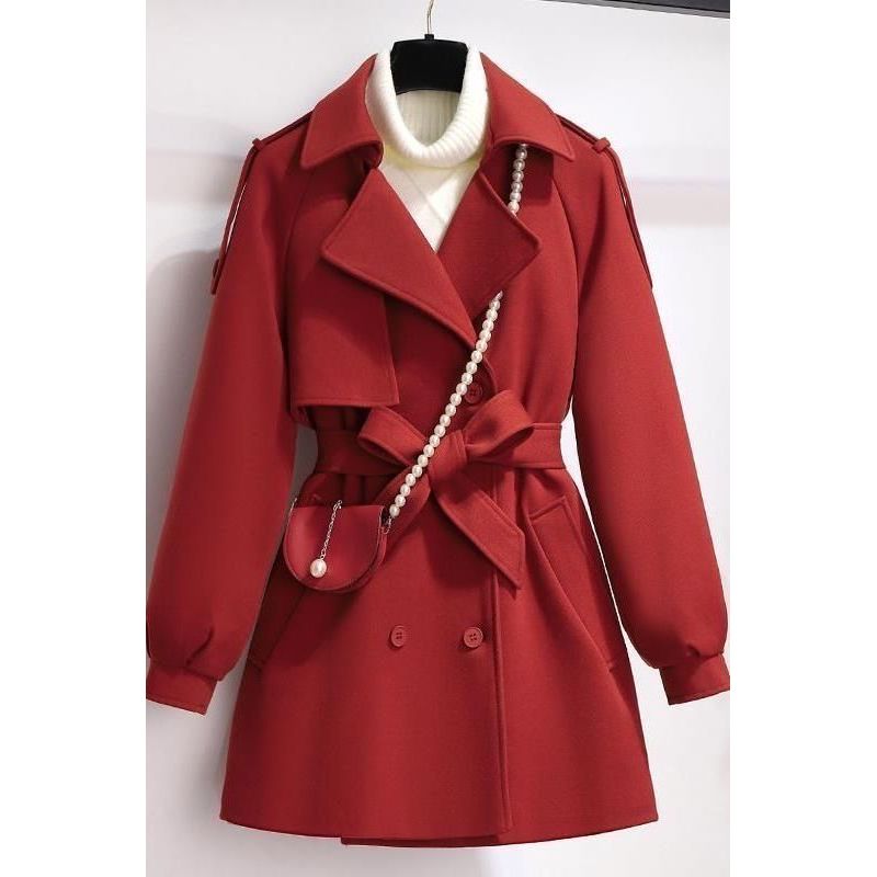 ปลาค็อด 2026สีดําสั้นเสื้อขนสัตว์ผู้หญิงฤดูใบไม้ร่วงฤดูหนาว 2025 ใหม่สไตล์ทําด้วยผ้าขนสัตว์ขนาดเล็กผ