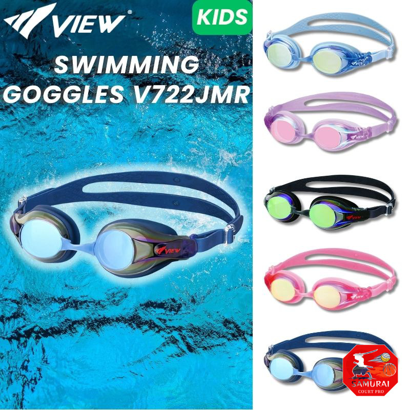 VIEW Kids Swimming Goggles BKY V722JMR UV Protection Anti-Fog Antibacterial Material (Ages 6-12)