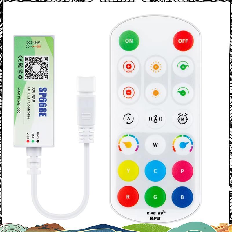 Super SP668E SPI RGB LED Controller 600 IC BT APP 2.4G ระยะไกลสําหรับ WS2811 WS2812B DIY แบบไดนามิกพ