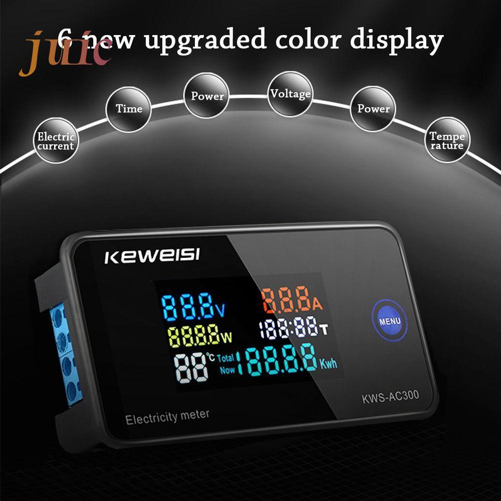 JUIC Digital AC Voltmeter KWS-AC300 มัลติฟังก์ชั่นจอแสดงผล LCD แอมป์มิเตอร์พลังงานกระแสไฟฟ้า