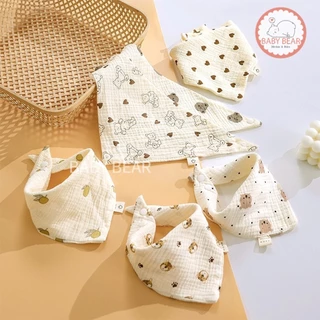 ผ้าซับน้ำลายแบบมีกระดุม ผ้ากันเปื้อนเด็ก ซึมซับง่าย มินิมอลใส่ง่ายได้ทุกวัน