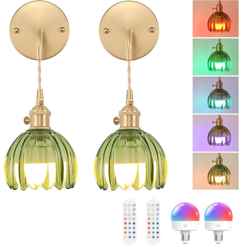 Bedside Wall Lamp for Bedroom Background Wall Lamp LED Colorful Light Bulb RGB Wall lamp with remote