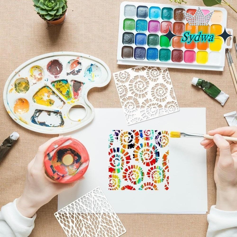 SYDWA 16pcs Craft Stencils, Textured นํากลับมาใช้ใหม่ภาพวาด Stencils, Creative Hollow-out Layered Dr