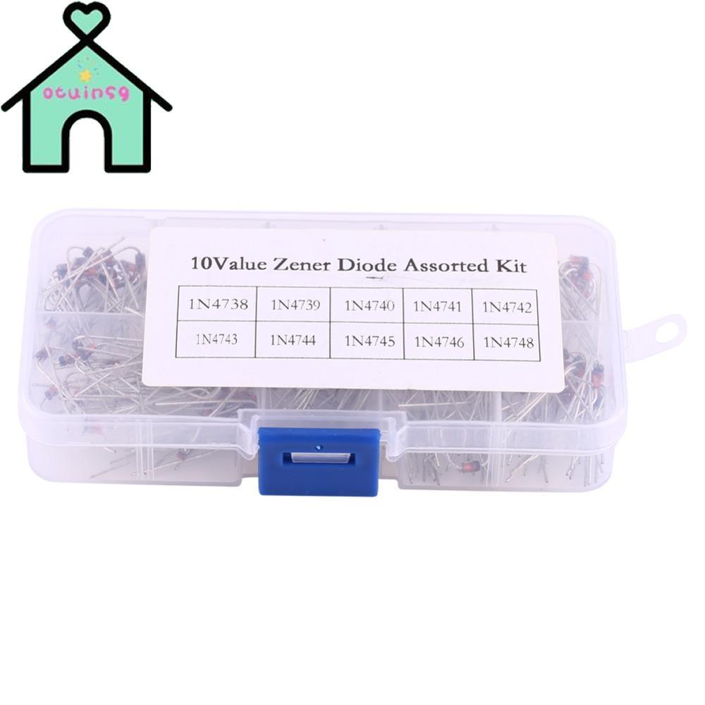 OTUINSG 200PCS Zener Diode Assortment, 10 ค่ากล่องเก็บชุดอิเล็กทรอนิกส์,แบบพกพา 1N4738 ~ 1N4748 1W P