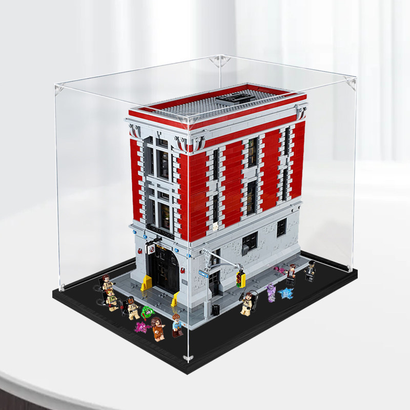 [กล่องแสดงอะคริลิก] กล่องแสดงอะคริลิคเหมาะสําหรับเลโก้ 75827 อาคารดับเพลิงผีจับกล้าทีมกล่องเก็บรูปฝา