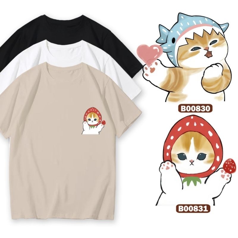 Mofusand แมว Baju kucing T เสื้อผ้าฝ้าย 2XL แขนสั้นรอบคอ Streetwear B00830 B00831 130t