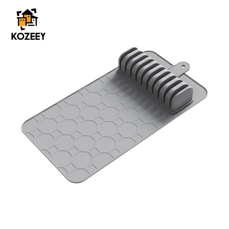 KOZEEY ลิ้นชักมีด Organizer พร้อมแผ่นระบายน้ําซิลิโคนสําหรับมีดที่ปลอดภัยจัดเก็บห้องครัวถาดช้อนส้อมสําหรับใช้เชฟมืออาชีพ