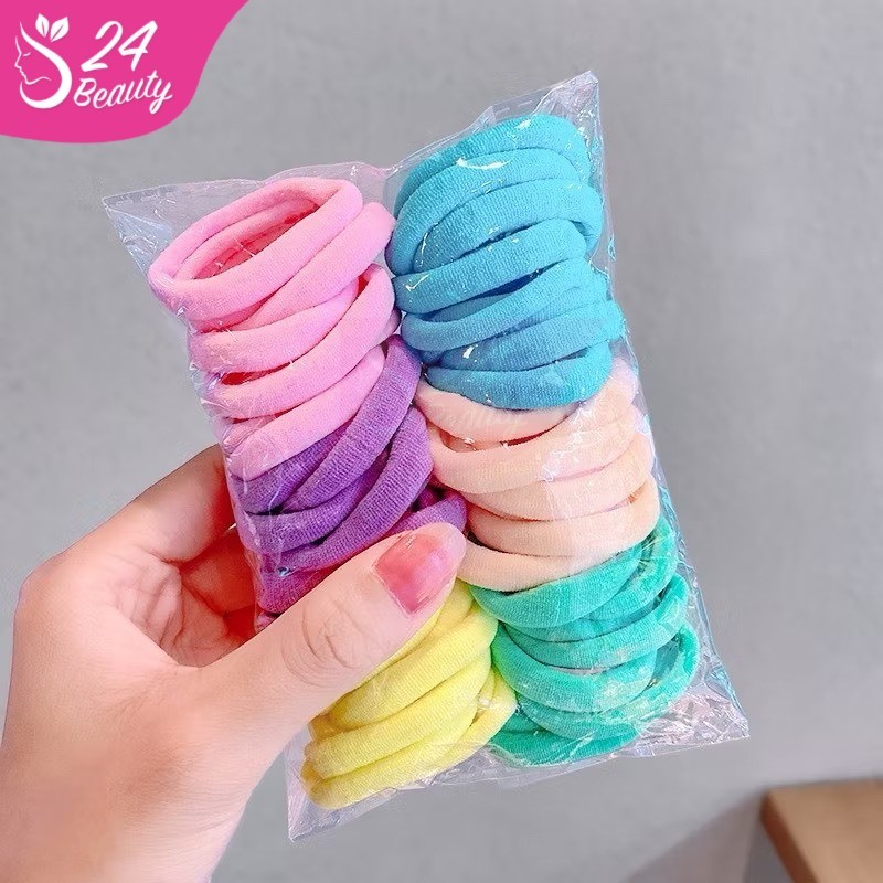 ยางรัดผมสไตล์ดาราเน็ตไม่ทำลายเส้นผม ยางรัดผมผู้หญิง สไตล์เกาหลี ยางยืดสูง 50 ชิ้น
