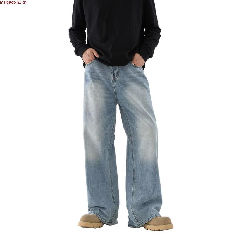 Baggy Jeans 10 สี กางเกงยีนส์ผู้ชายขากว้าง ไซลินไดรต์ พอดี คอปกปานกลางพอดีเก็บอย่างดี