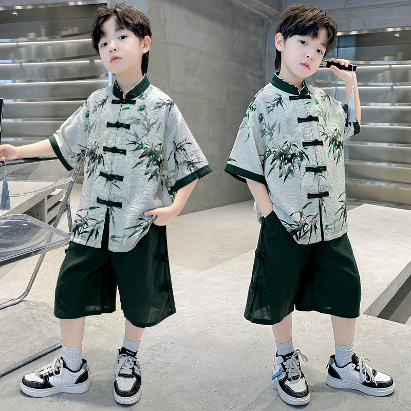 唐装男童夏装套装男童汉服套装男童国风时尚洋气唐装Tang Suit Boys' Summer Suit Boys' Hanfu Suit for Men