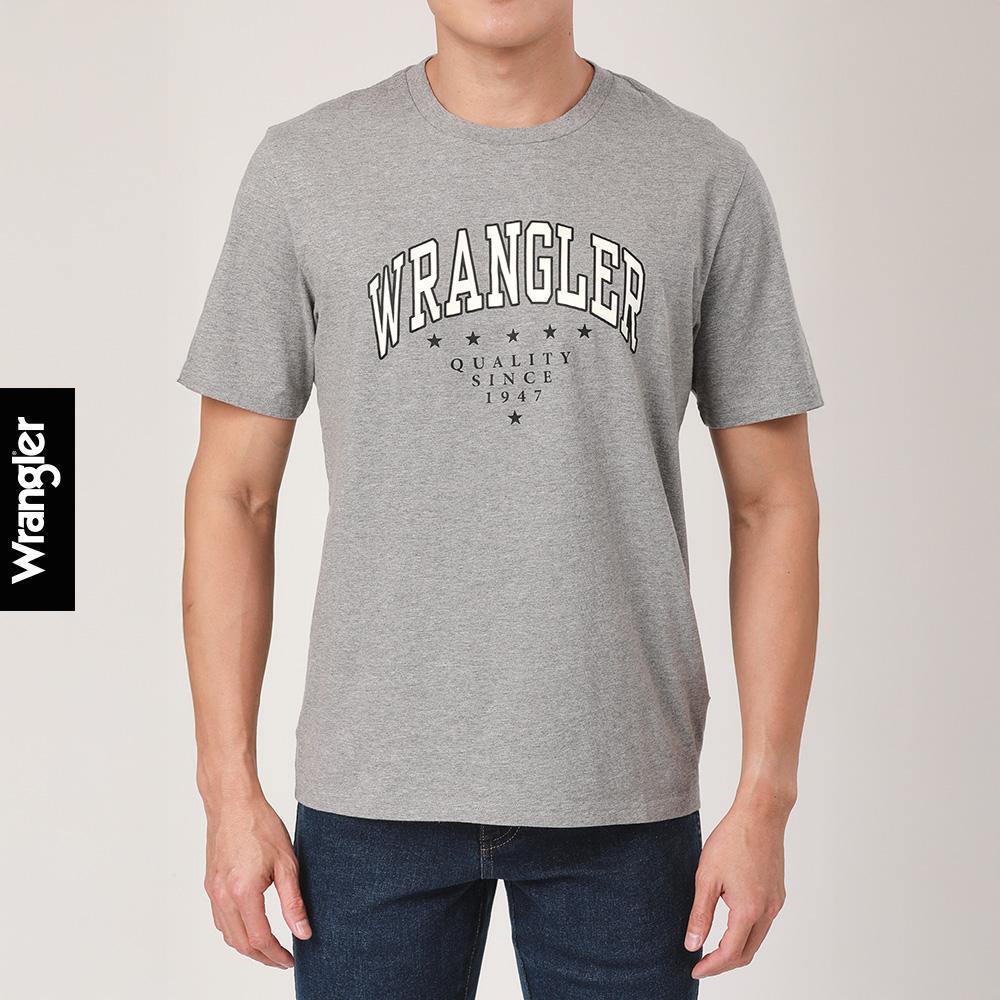 WRANGLER เสื้อยืดแขนสั้นผู้ชาย ทรง Regular รุ่น WR S126MTSSF19 สีเทา