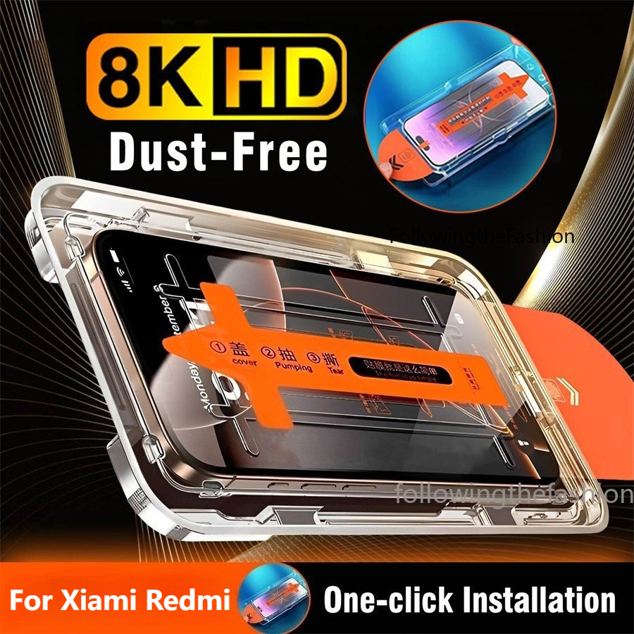 พร้อมสต็อกสําหรับXiaomi Redmi 15 5G 2026 Redmi 15 Redmi 13 Redmi 12 Redmi 10 Redmi 9C 4G 5G HDฟิล์มใสอัตโนมัติฝุ่นคลิกเดียวติดตั้งง่ายกระจกนิรภัยป้องกันหน้าจอ