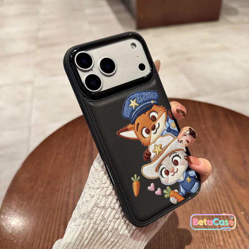เคส iPhone 17 16 15 14 13 12 11ProMax Phone Case ลายการ์ตูนคู่หูจิ้งจอกกับกระต่ายนักสืบ น่ารักเกาหลี ซิลิโคนกันกระแทก