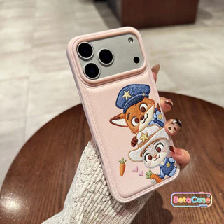 เคส iPhone 17 16 15 14 13 12 11ProMax Phone Case ลายการ์ตูนคู่หูจิ้งจอกกับกระต่ายนักสืบ น่ารักเกาหลี ซิลิโคนกันกระแทก