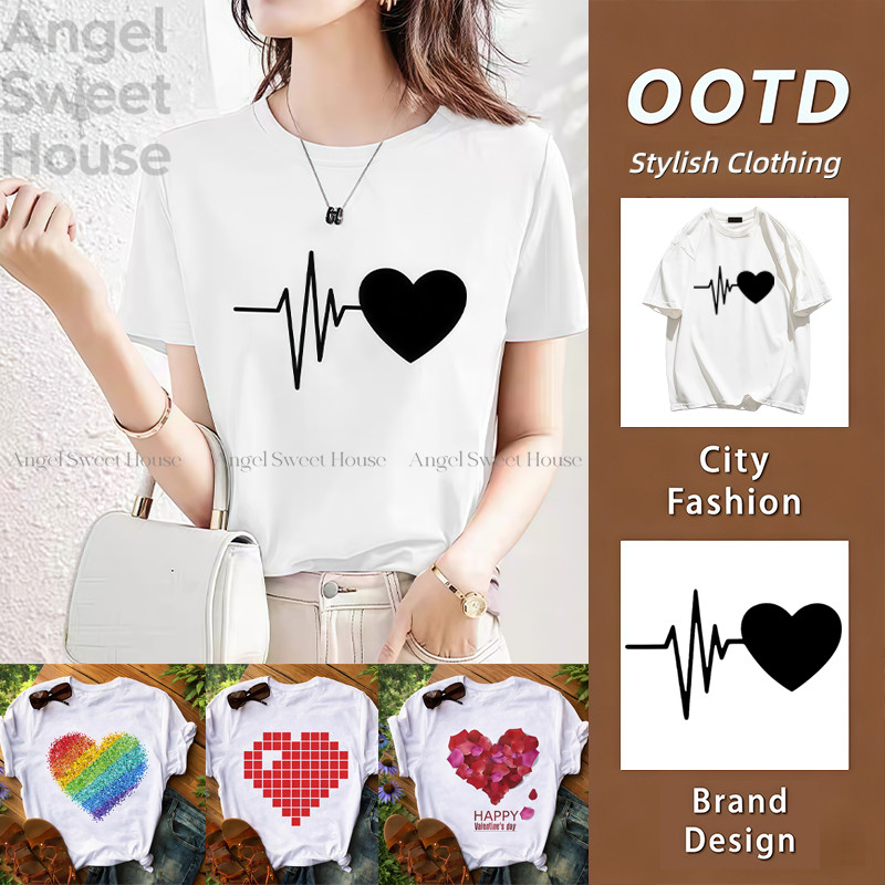 (จัดส่งตลอด 24 ชั่วโมง）Angle Official เสื้อยืดผู้หญิงครอป สไตล์มินิมอล น่ารักหวานๆ แฟชั่นผู้หญิงเกาหลี C37