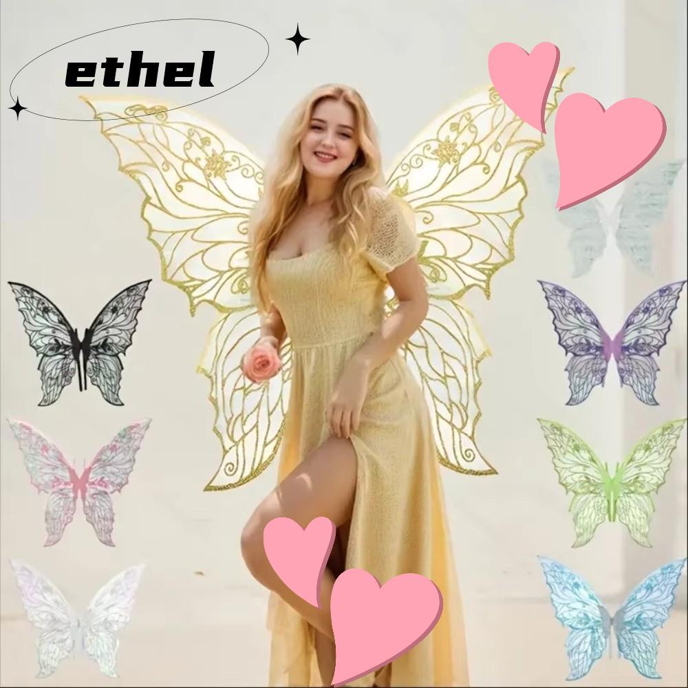 ETHEL Fairy Wings, Dress UP Princess Angel Wing Angel Wings, Organza Sparkling Cicada Wing สําหรับผู