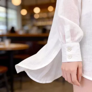 เสื้อเชิ้ตแขนยาวผู้หญิง เนื้อผ้าพริ้วไหว ใส่รับลมเย็น