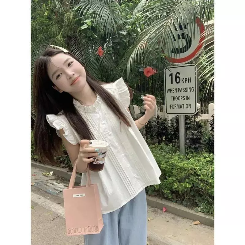เสื้อเชิ้ตลายสก๊อตสีน้ำเงิน เสื้อแขนกุดผู้หญิง OOTD