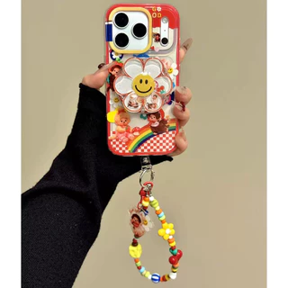 เคส Iphone พรีเมี่ยมเคสแม่เหล็ก Iphone 17 Pro Max น่ารัก Monchhichi Magnetic Phone Holder Case Iphone 14 Pro Max Bracelet Case 2 IN1 ที่ถอดออกได้สําหรับ iPhone 17 16 15 13 Pro Max