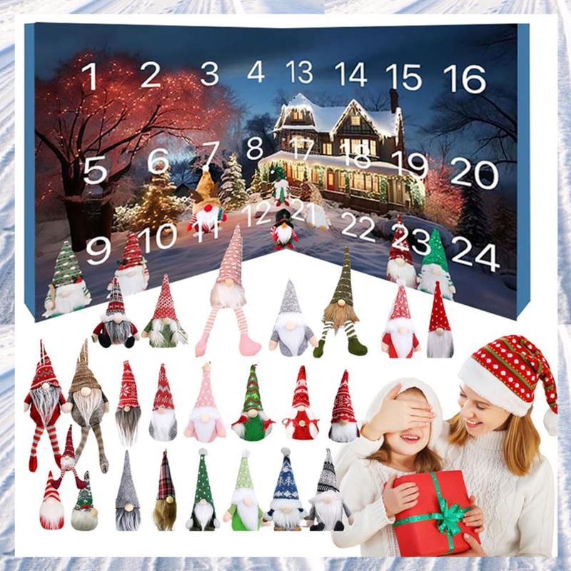 ปฏิทินคริสต์มาสพร้อมตุ๊กตา Gnome สะสม Gnome Gnome ของเล่นตุ๊กตา Gnome ปฏิทินนับถอยหลังสําหรับเด็กผู้