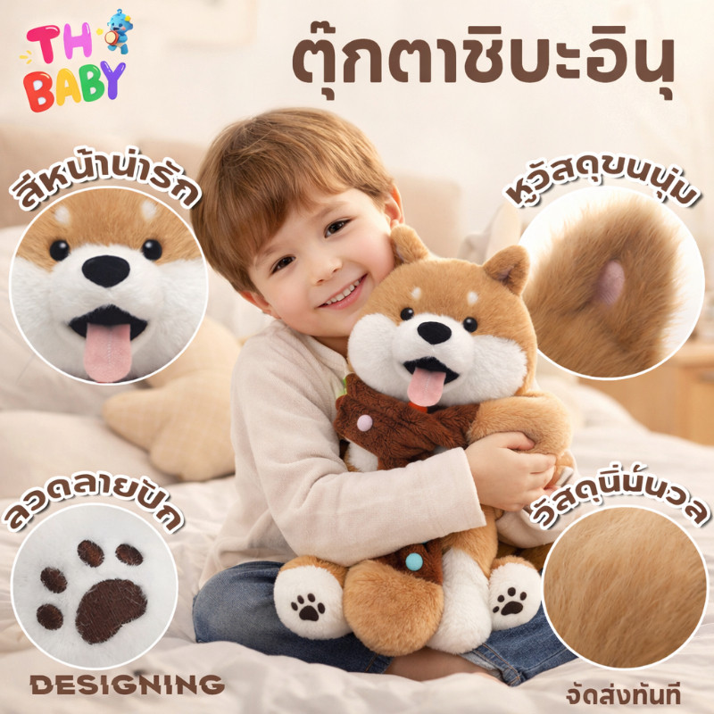 TH BABY ตุ๊กตาชิบะอินุ ของเล่นขนนุ่ม สำหรับเด็กผู้หญิง กอดเข้านอน ของขวัญวันเกิด วันวาเลนไทน์ น่ารักสุดคิวต์
