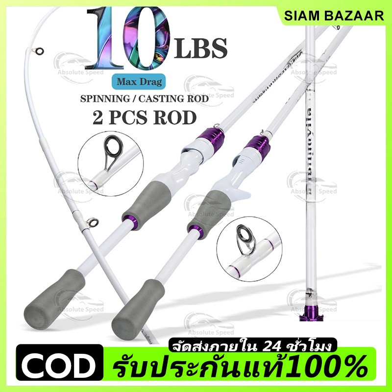 1.8M คาร์บอนสูงคันเบ็ด 5-10LB สองส่วนหล่อ / สปินน้ำจืดคันเบ็ด