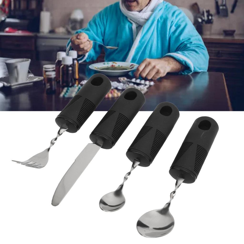 Granty Weighted Bendable Cutlery Disabled Easy Grip เครื่องล้างจาน Adaptive Utensil Utensil Aid Silv